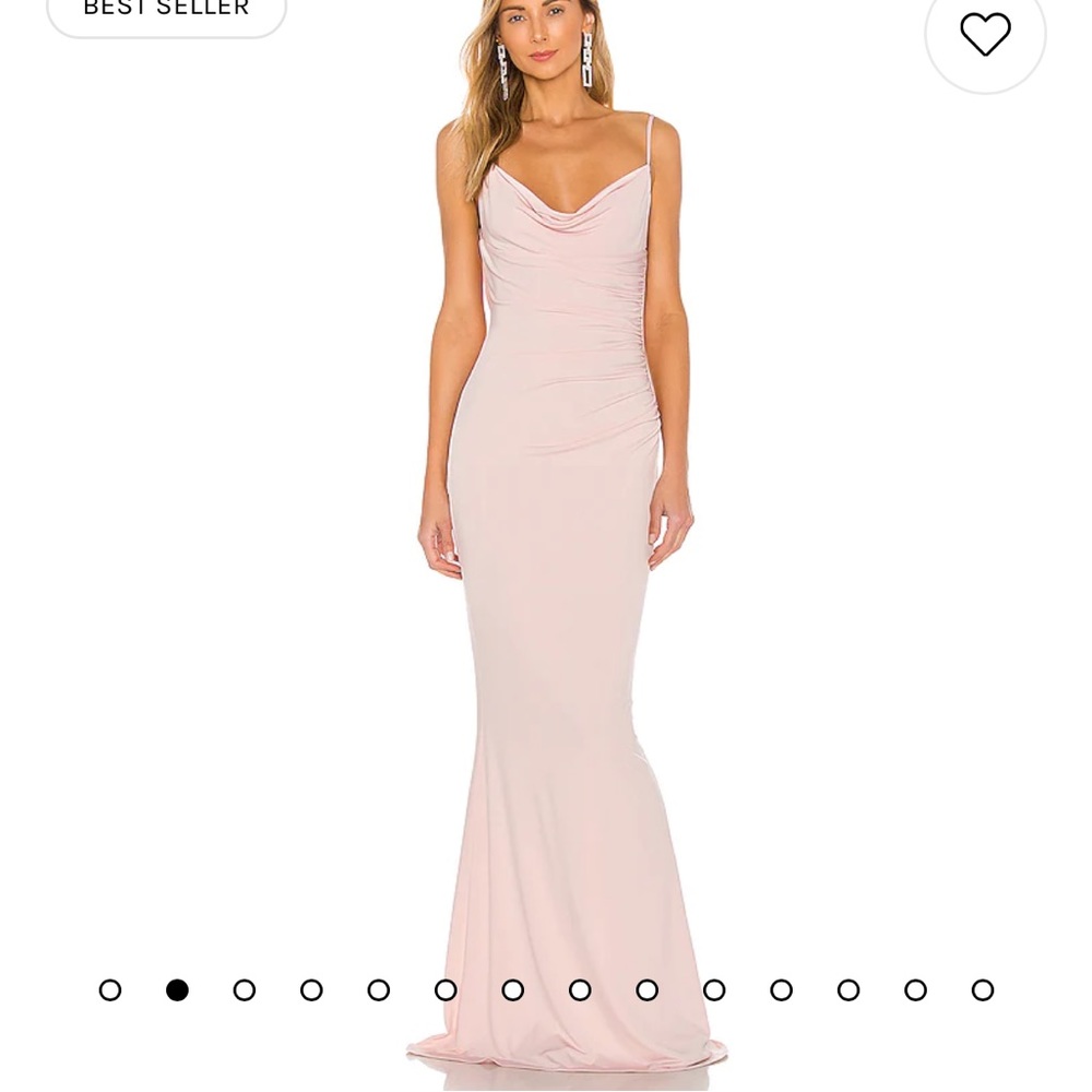 revolve katie may maxi dress form fitting lace details blush pink